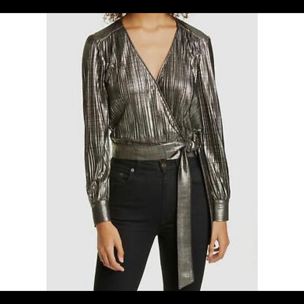 ❤️Ted Baker NWT Gold Gathering Detail Wrap Top UK size 2  (I’m US2/4 it fits me)